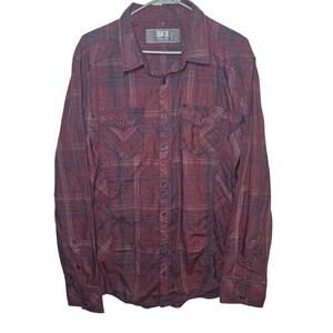 BKE Tailored Red Plaid Button Up Mens Size XL